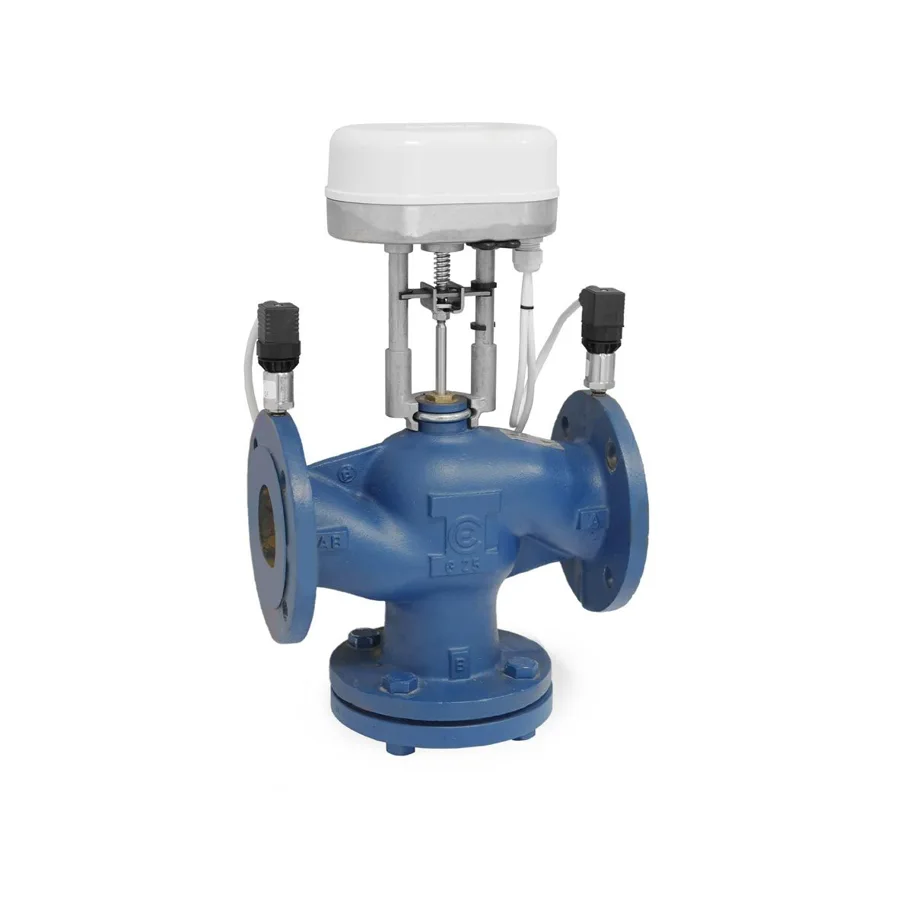 Energieventil mit EBV80 PICV DN80, 59000 L/H, komplett mit MVE515-Antrieb 1500N 24V AC/DC, Modbus-Ko