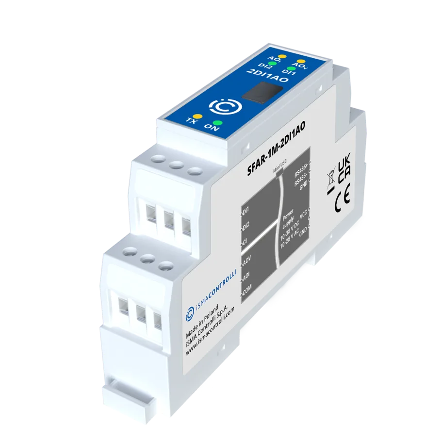 IO-Modul: 2× DI, 1× AO, RS485