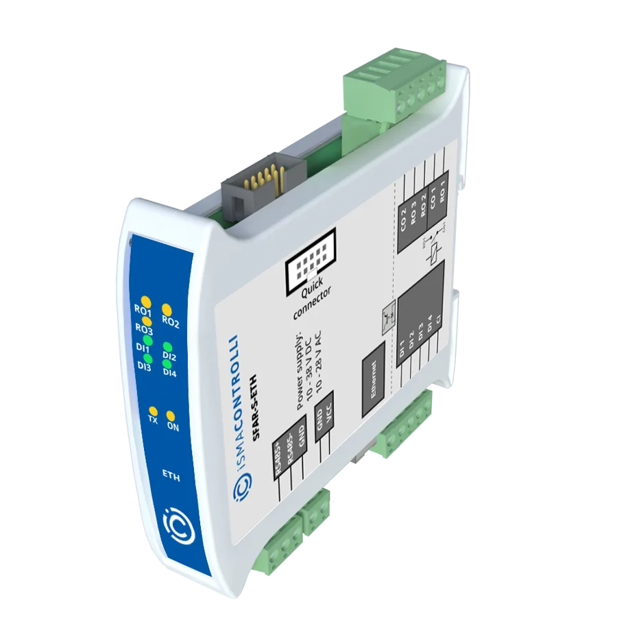 Gateway/IO-Modul: 4× DI mit Zählern, 3× Relais, Ethernet, RS485, Modbus-TCP?RTU